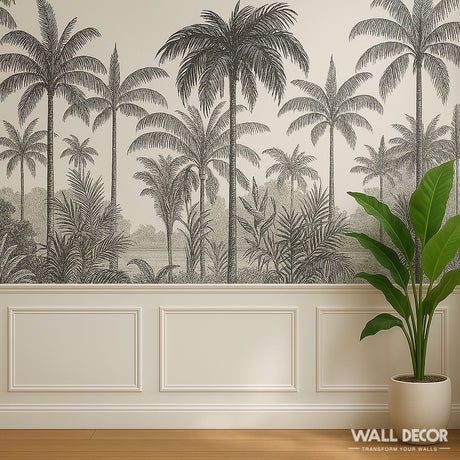 Une pièce présentant le Kit Moulures Soubassement Alexis de MURS 3D by WALL DECOR, offrant des lambris classiques de style haussmannien pour une touche d'élégance.