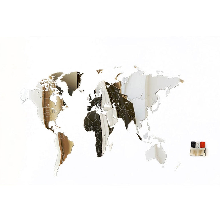 Carte du monde en Bois 90x54cm - Miroir