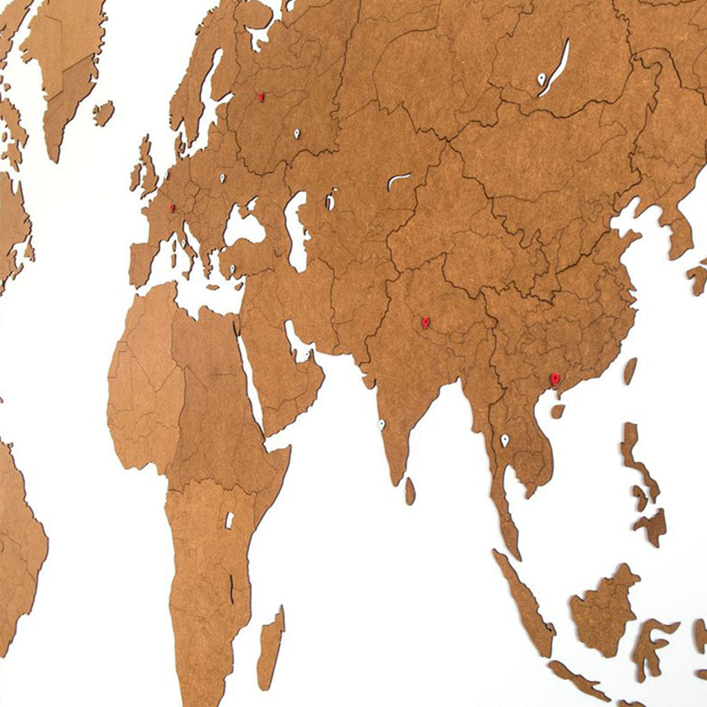 Carte du monde en Bois 280x170cm - Marron - Géante
