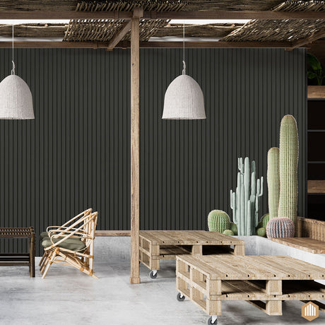 Bardage composite claire voie - style Chêne gris Anthracite - Acoupanel™