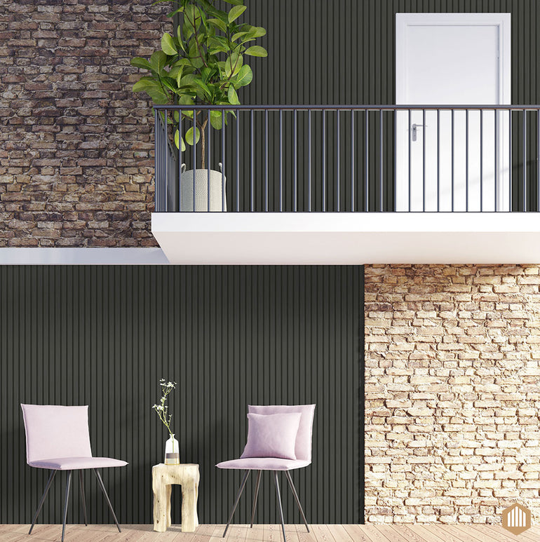 Bardage composite claire voie - style Chêne gris Anthracite - Acoupanel™