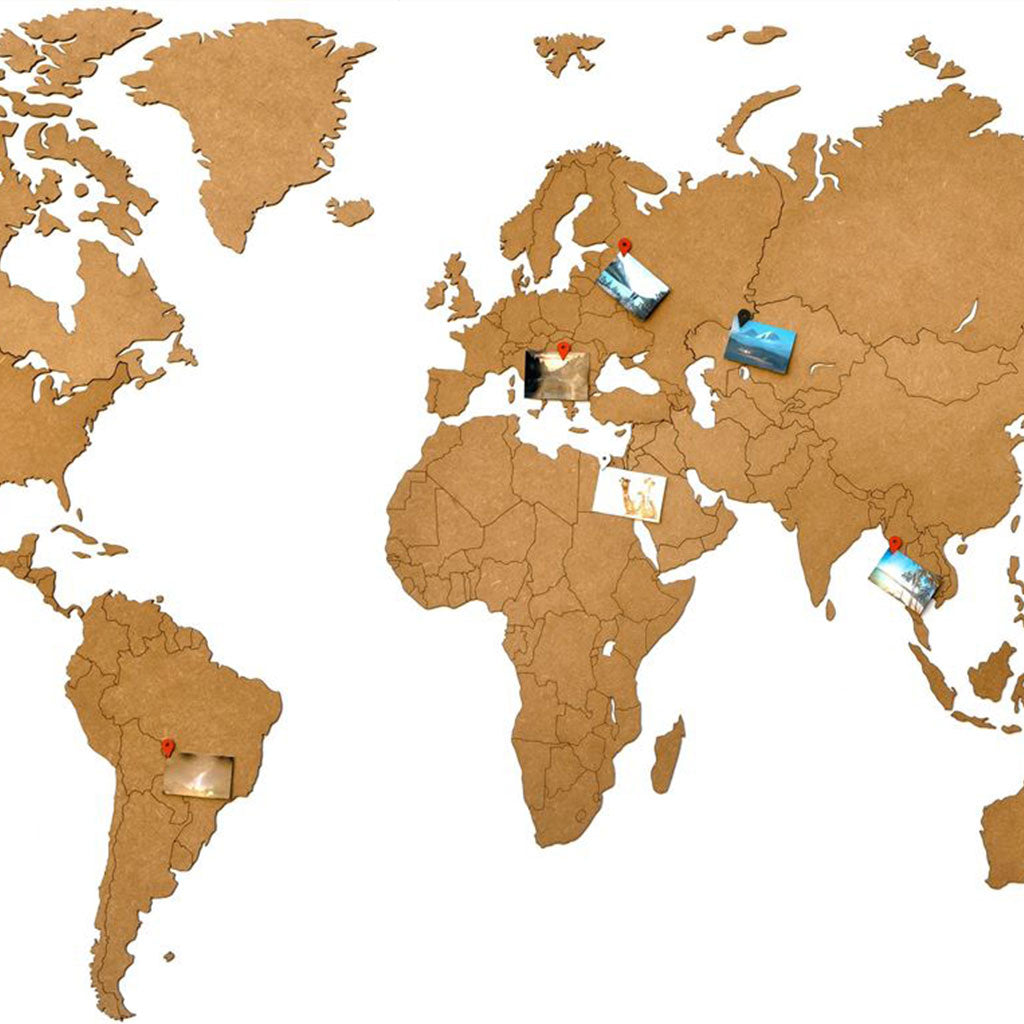 Carte du monde en Bois 130x78cm - Marron