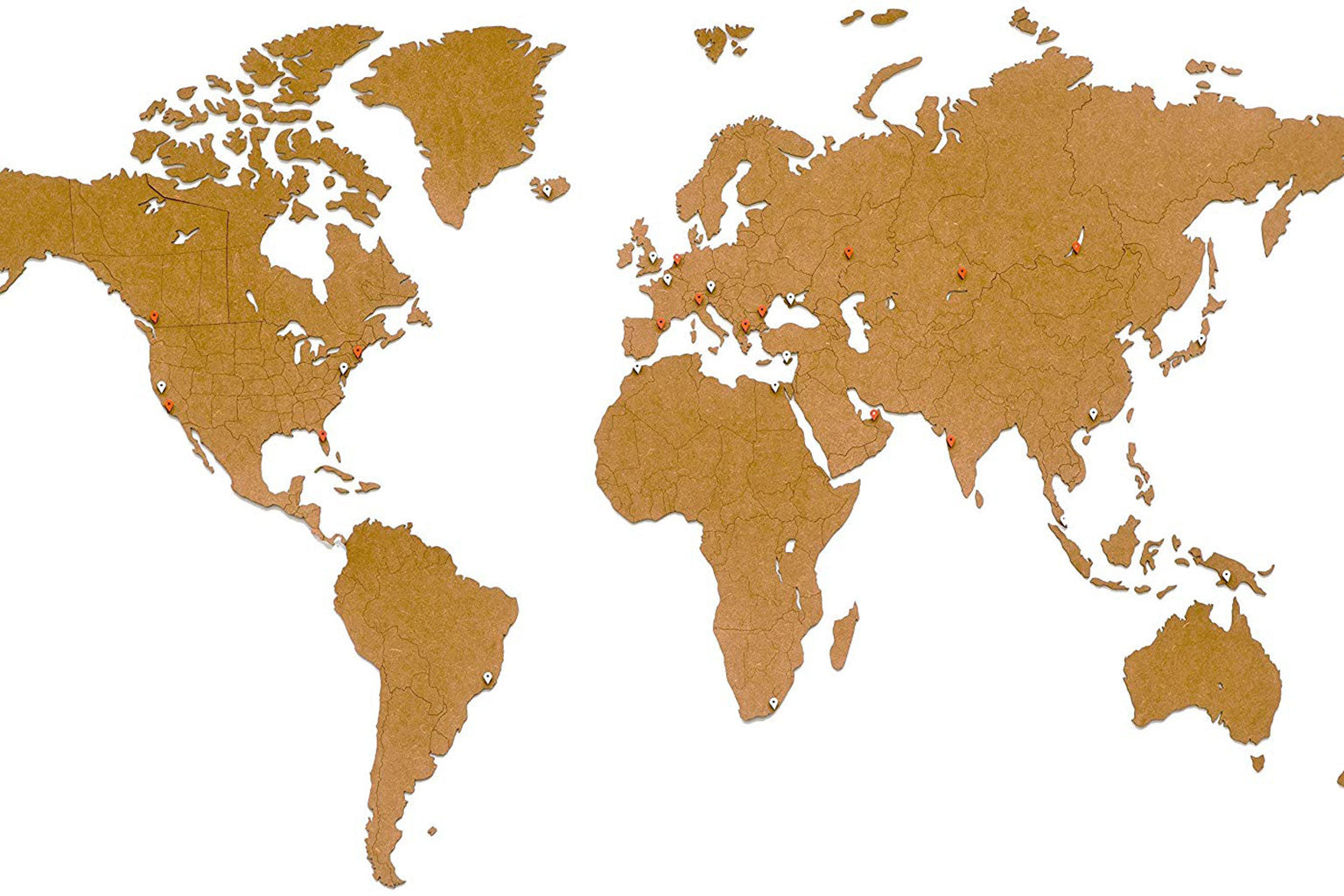 Carte du monde en Bois 180x108cm - Marron