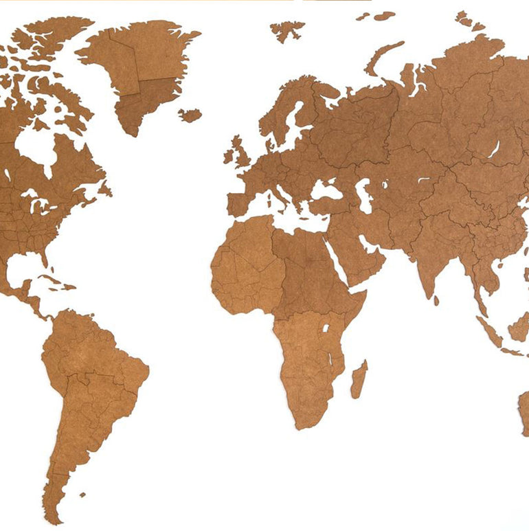 Carte du monde en Bois 280x170cm - Marron - Géante