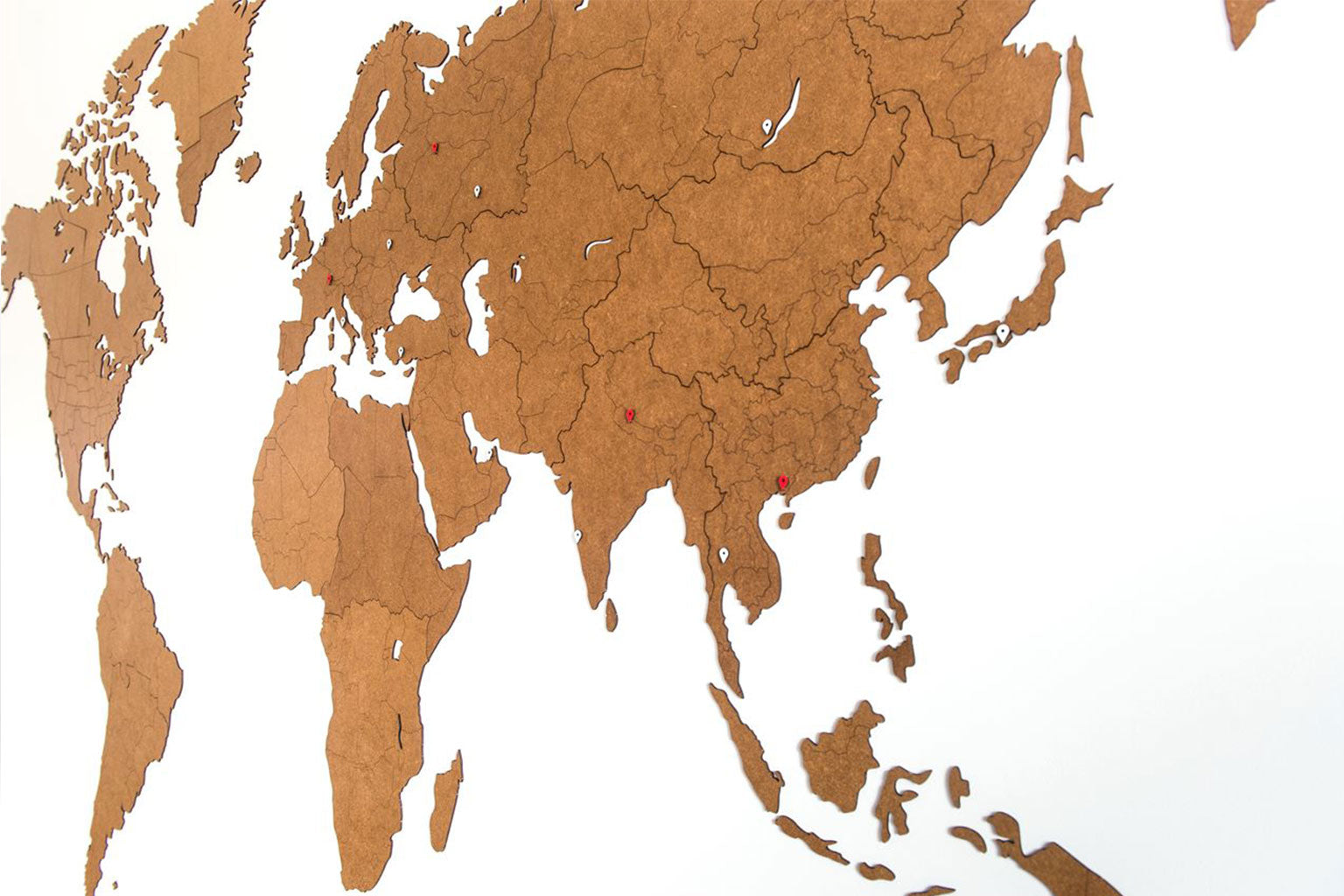 Carte du monde en Bois 280x170cm - Marron - Géante