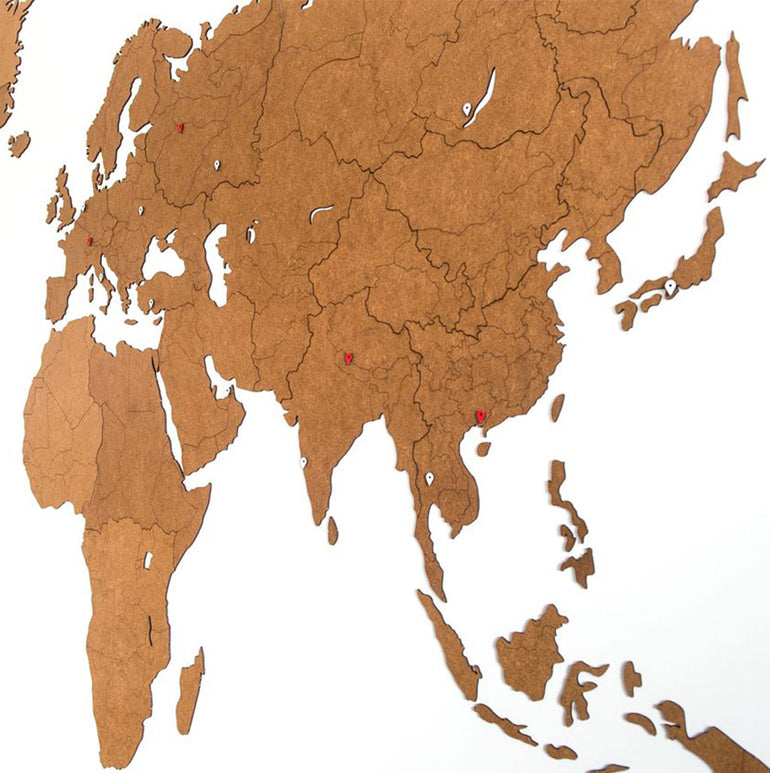 Carte du monde en Bois 280x170cm - Marron - Géante