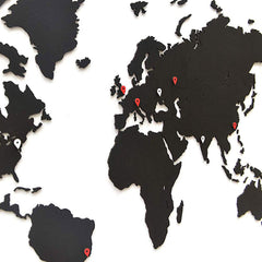 Carte du monde en Bois 90x54cm - Noir