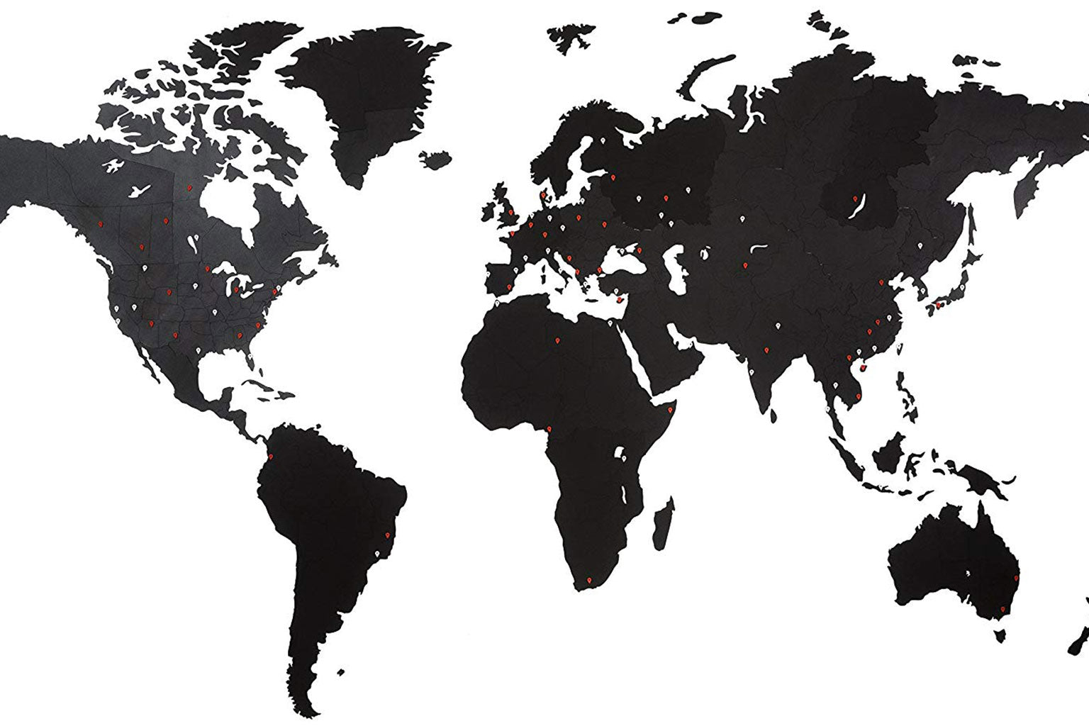 Carte du monde en Bois 280x170cm - Noir - Géante