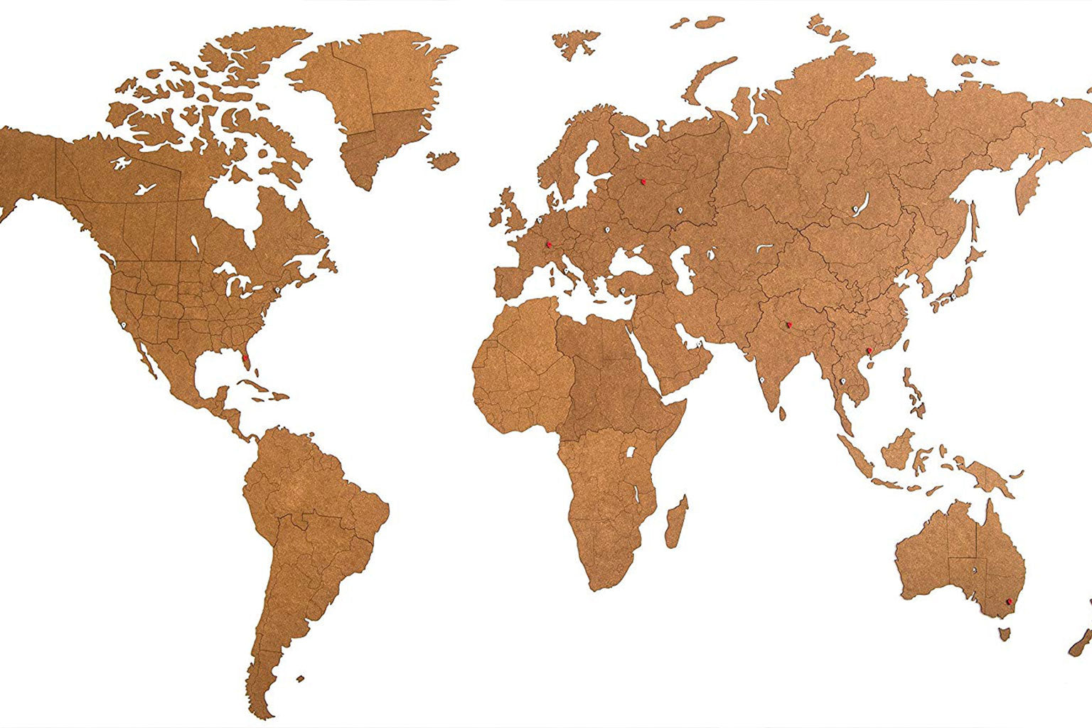 Carte du monde en Bois 280x170cm - Marron - Géante