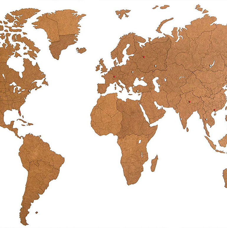 Carte du monde en Bois 280x170cm - Marron - Géante