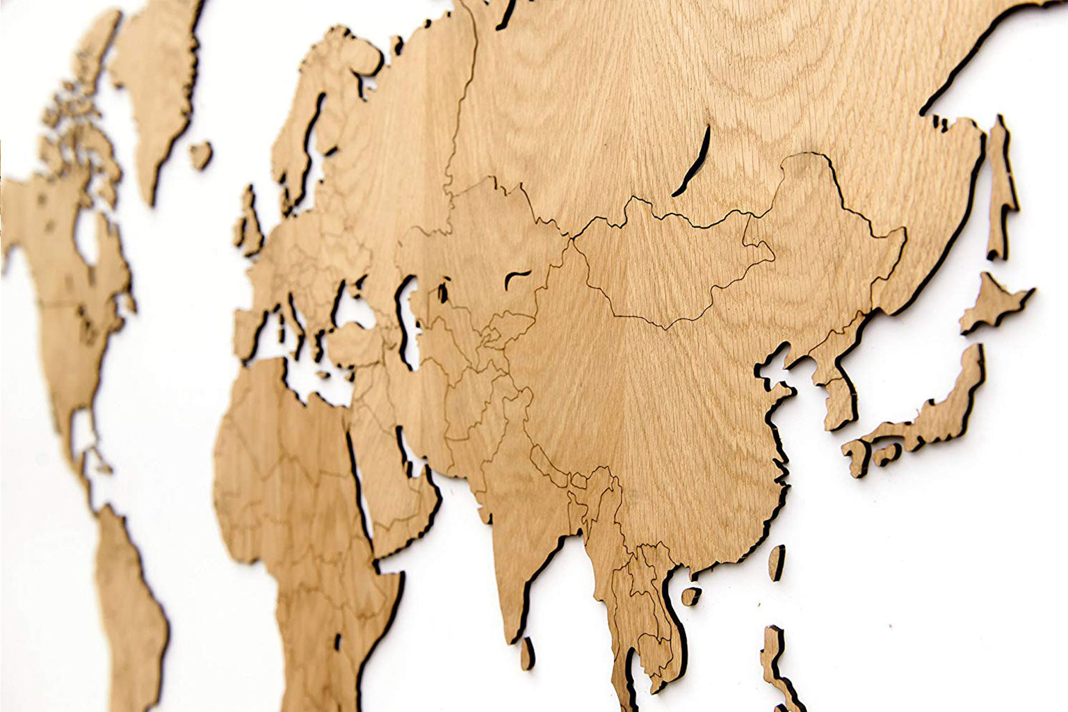 Carte du monde en Bois 130x78cm - Chêne - Exclusive