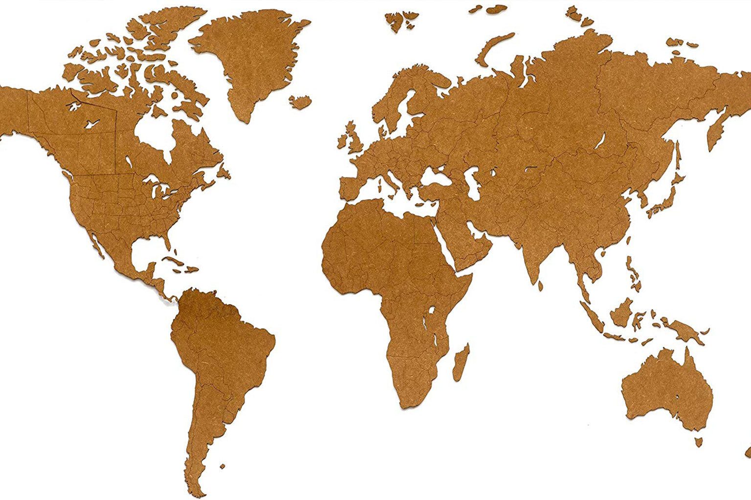 Carte du monde en Bois 180x108cm - Marron