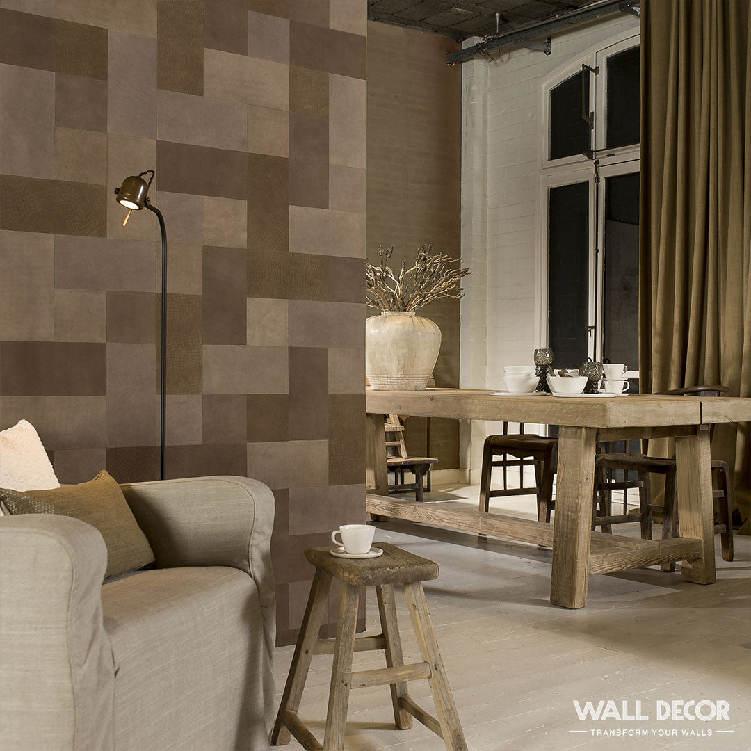 Lames adhésives Cuir Taupe-marron Caine – 32 lames, soit 1,08 m²