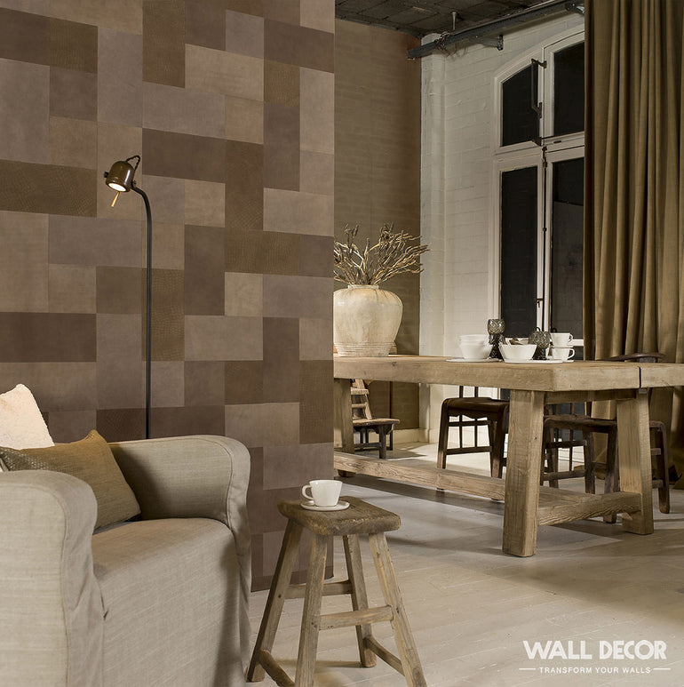 Lames adhésives Cuir Taupe-marron Caine – 32 lames, soit 1,08 m²