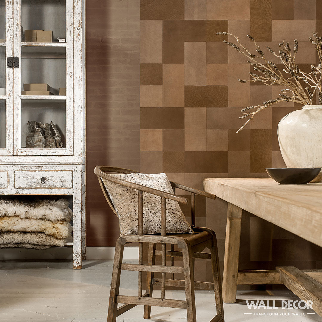 Lames adhésives Cuir Taupe-marron Caine – 32 lames, soit 1,08 m²