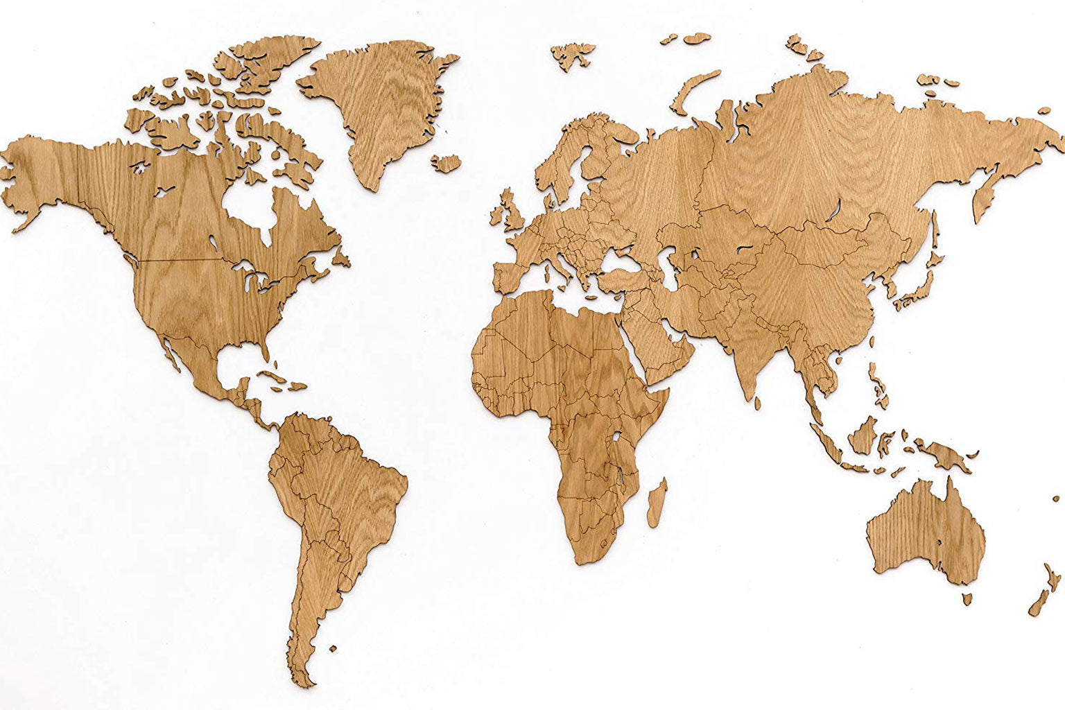 Carte du monde en Bois 130x78cm - Chêne - Exclusive