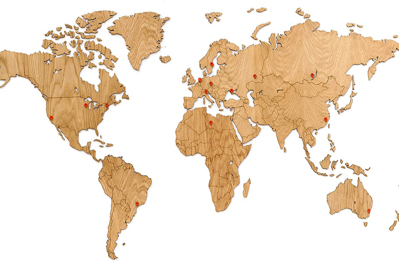 Carte du monde en Bois 130x78cm - Chêne - Exclusive