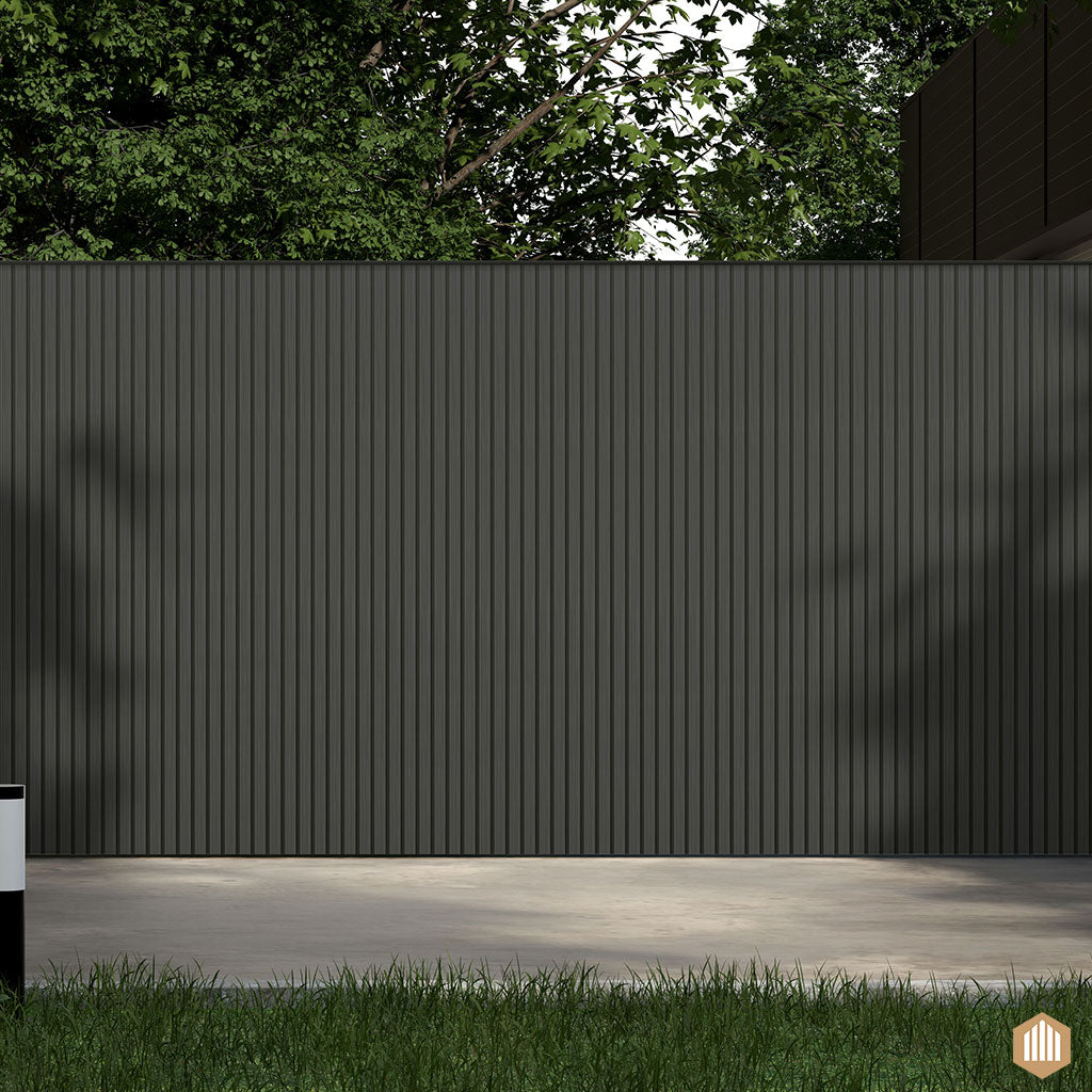 Bardage composite claire voie - style Chêne gris Anthracite - Acoupanel™
