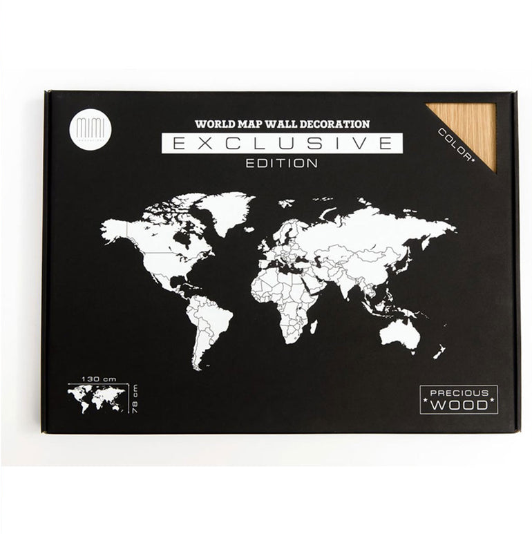 Carte du monde en Bois 130x78cm - Chêne - Exclusive