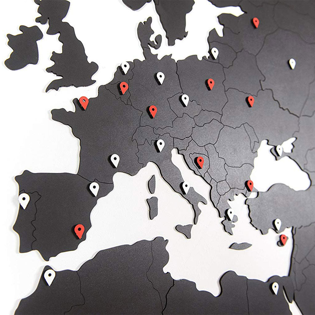 Carte du monde en Bois 280x170cm - Noir - Géante