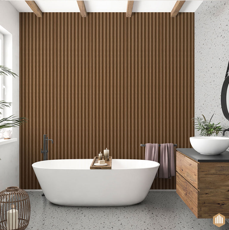 Panneau Tasseau Hydrofuge effet Chêne Brun - Acoupanel™
