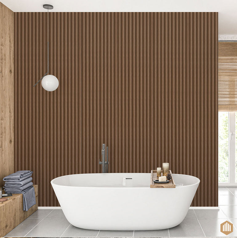 Panneau Tasseau Hydrofuge effet Chêne Brun - Acoupanel™