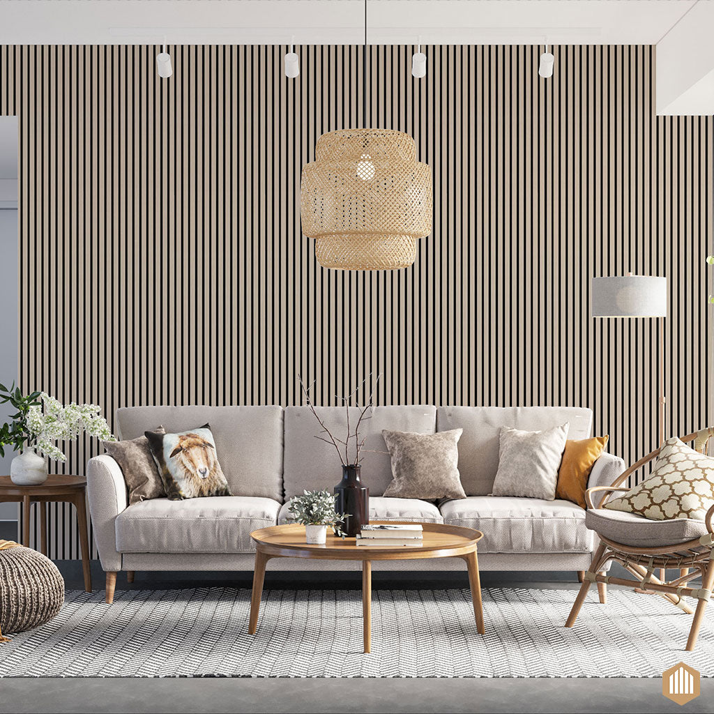 Panneau Tasseau Acoustique en Chêne Clair 3 Faces - Acoupanel™